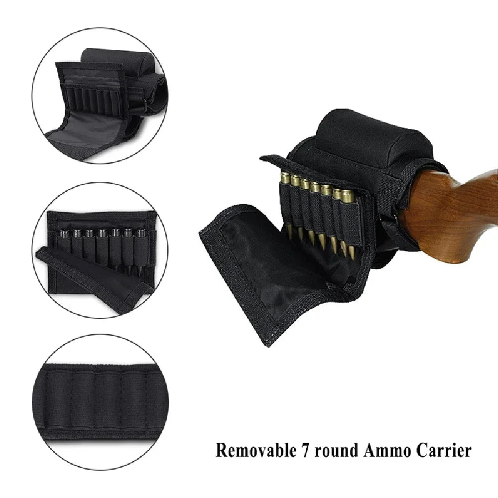 Rifle Buttstock Cheek Rest Riser with Pad cartridges Pouch