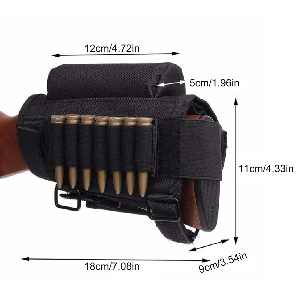 Rifle Buttstock Cheek Rest Riser with Pad cartridges Pouch