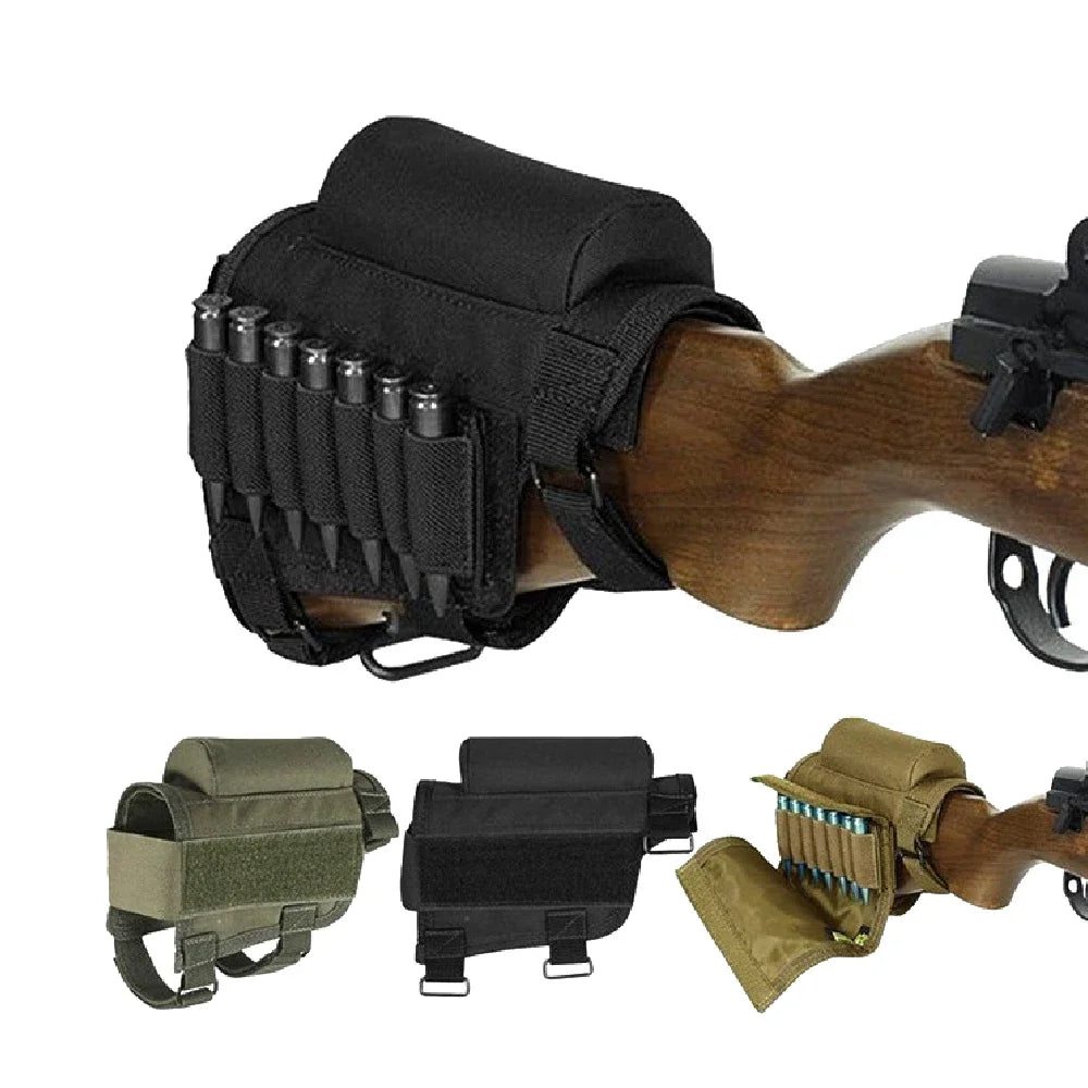 Rifle Buttstock Cheek Rest Riser with Pad cartridges Pouch