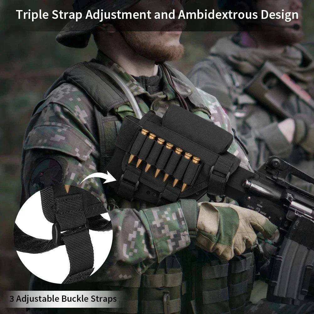 Rifle Buttstock Cheek Rest Riser with Pad cartridges Pouch