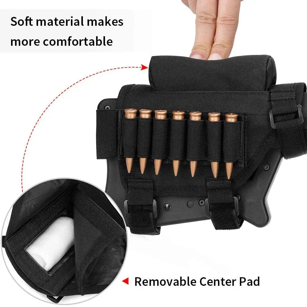Rifle Buttstock Cheek Rest Riser with Pad cartridges Pouch