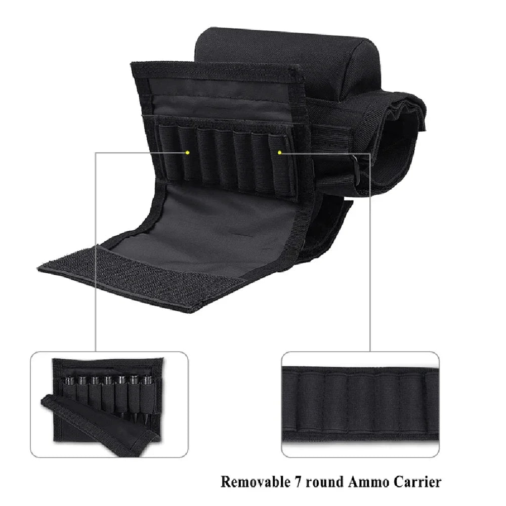 Rifle Buttstock Cheek Rest Riser with Pad cartridges Pouch
