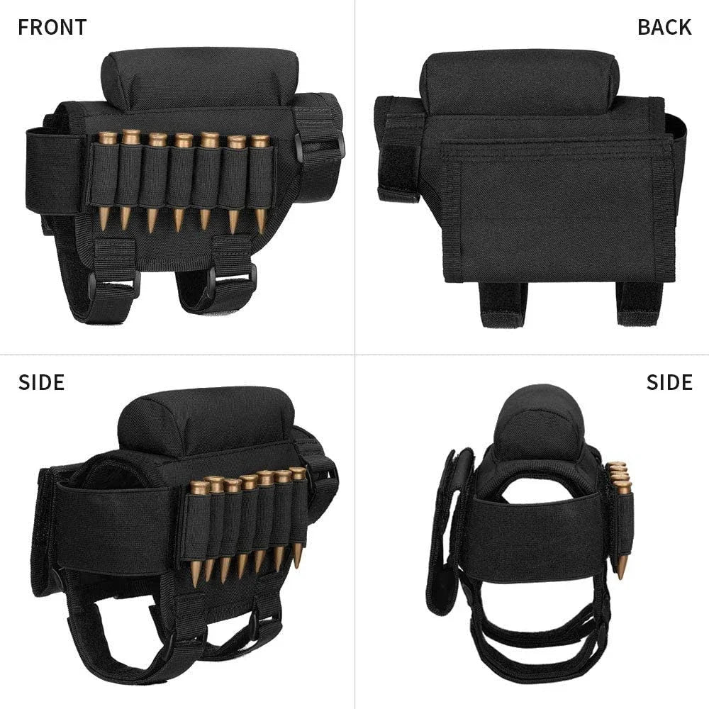 Rifle Buttstock Cheek Rest Riser with Pad cartridges Pouch