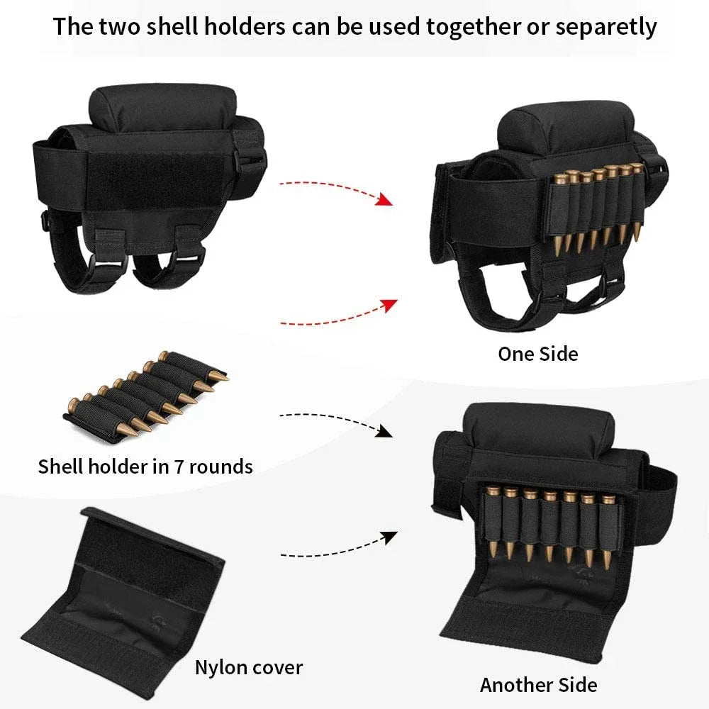 Rifle Buttstock Cheek Rest Riser with Pad cartridges Pouch