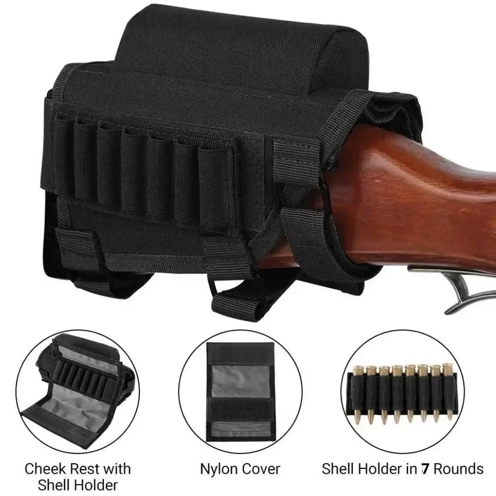 Rifle Buttstock Cheek Rest Riser with Pad cartridges Pouch